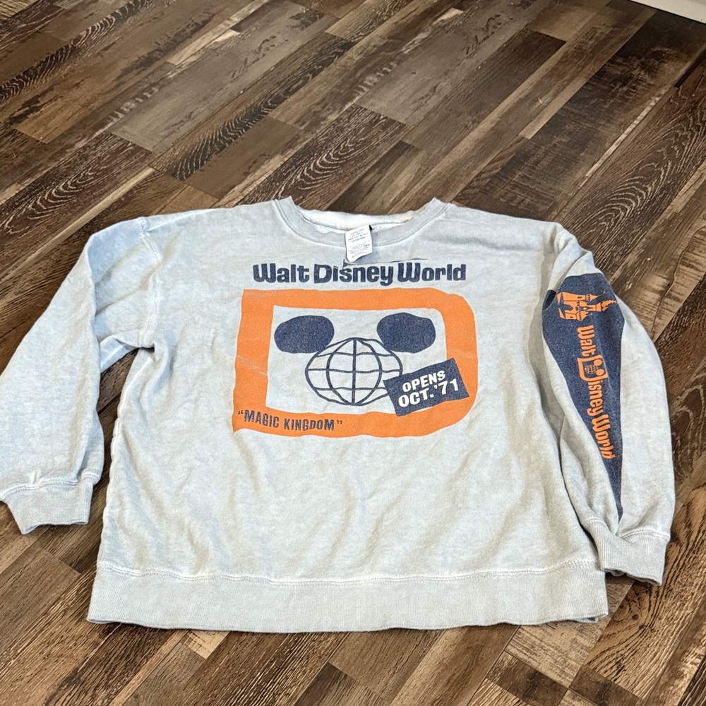 Disney Gray Sweatshirt with Orange and Navy Walt Disney World Graphic